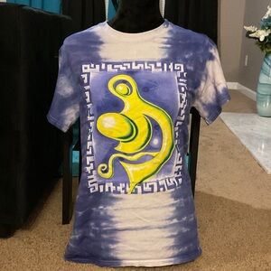 Urban Outfitters Purple Tie-Dye Tee with Neon Yellow Graphic